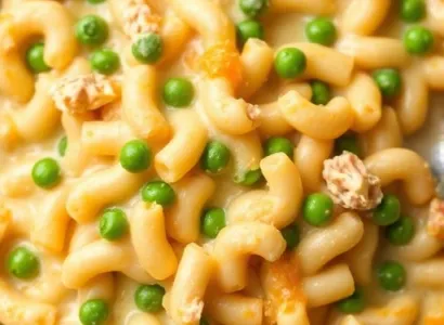 Casserole de pâtes au thon et petits pois
