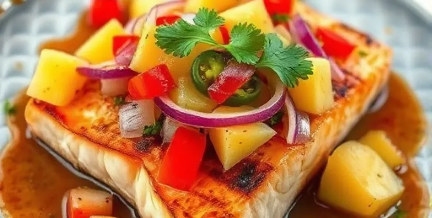 Saumon grillé aux ananas