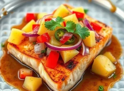 Saumon grillé aux ananas