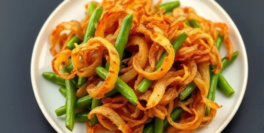 Oignons frits sans gluten pour haricots verts
