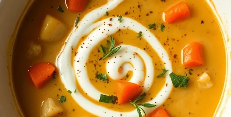 Potage de chou aux carottes et pommes de terre