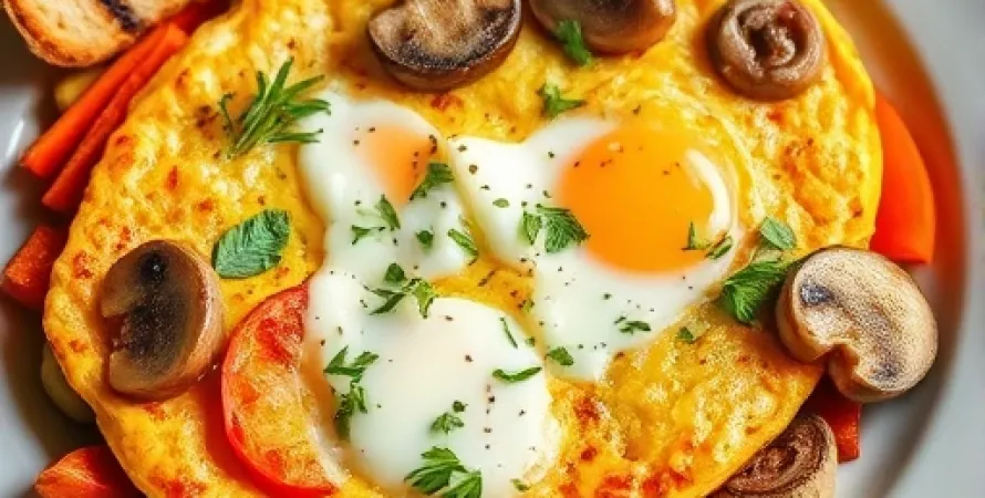 Omelette aux légumes et fromage