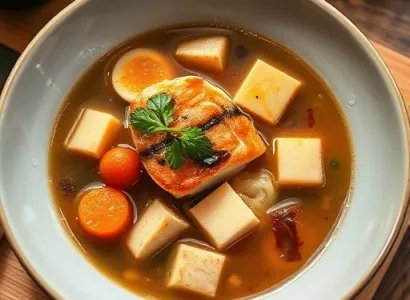 Soupe de saumon au miso