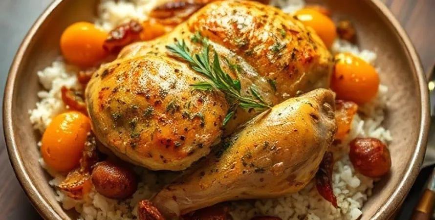 Poulet au four marocain aux abricots