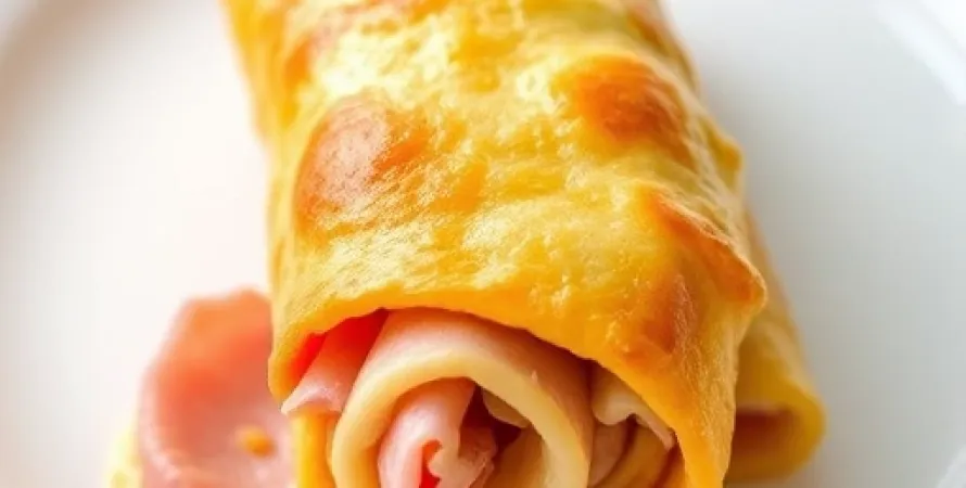 Omelette roulée au jambon et fromage