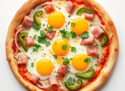 Pizza petit-déjeuner au fromage et au jambon