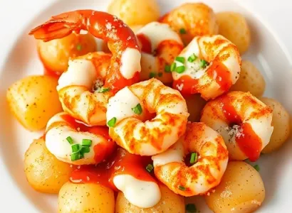 Crevettes croustillantes et pommes de terre à la sauce barbecue