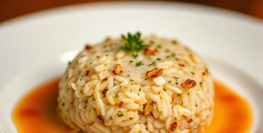 Pain au riz et noix avec sauce à l'œillet