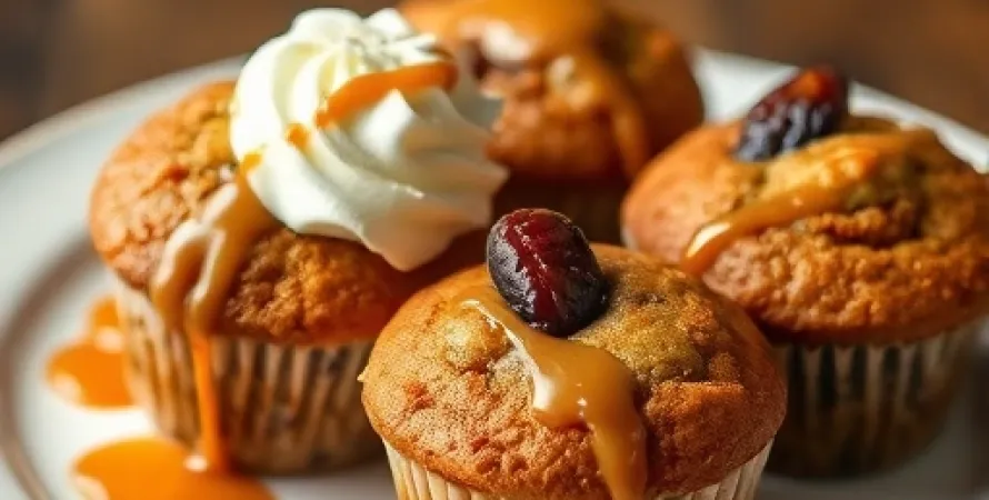 Muffins aux dattes avec sauce caramel