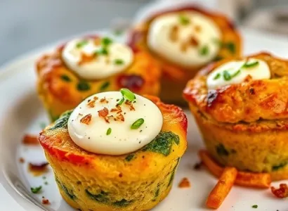 Muffins au Poulet Pesto et Fromage