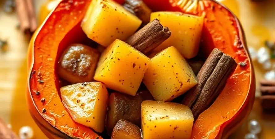 Courge aux pommes épicées