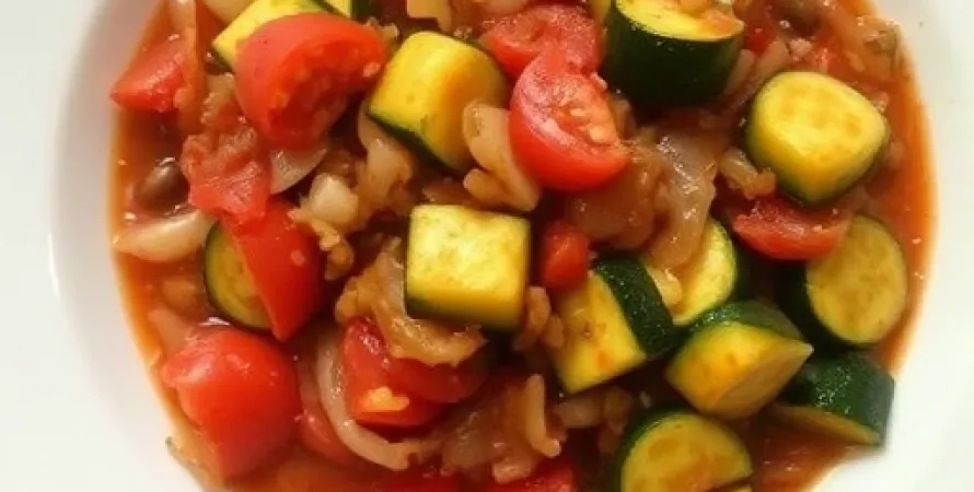 Courgettes, oignons et tomates