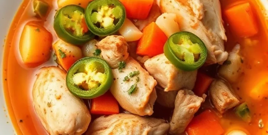Potage de poulet chaud et épicé