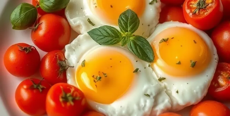 Oeufs brouillés aux tomates fraîches et basilic