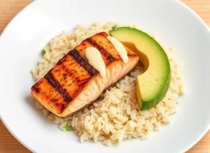 Saumon avec avocat et riz sauvage