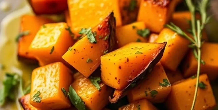 Courge rôtie aux herbes