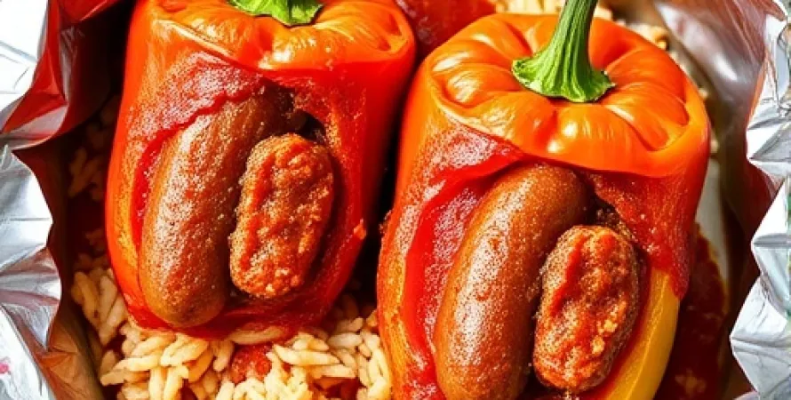 Poivrons farcis aux saucisses