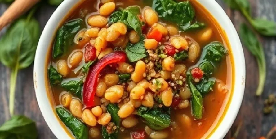 Potage de lentilles aux épinards