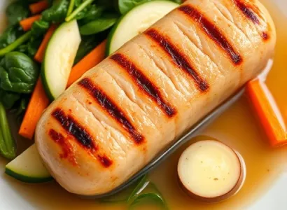 Saucisses de dinde aux lanières de légumes