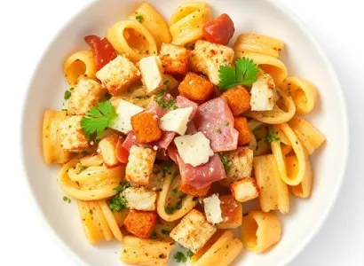 Pâtes orecchiette aux pain grillé