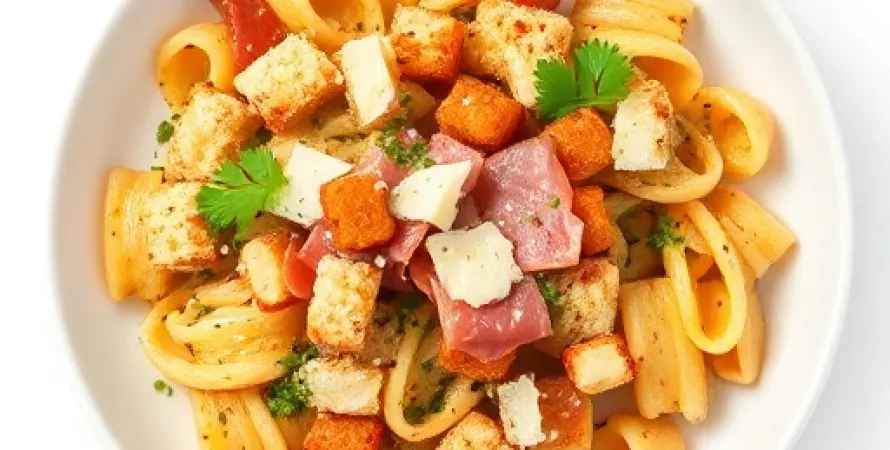 Pâtes orecchiette aux pain grillé