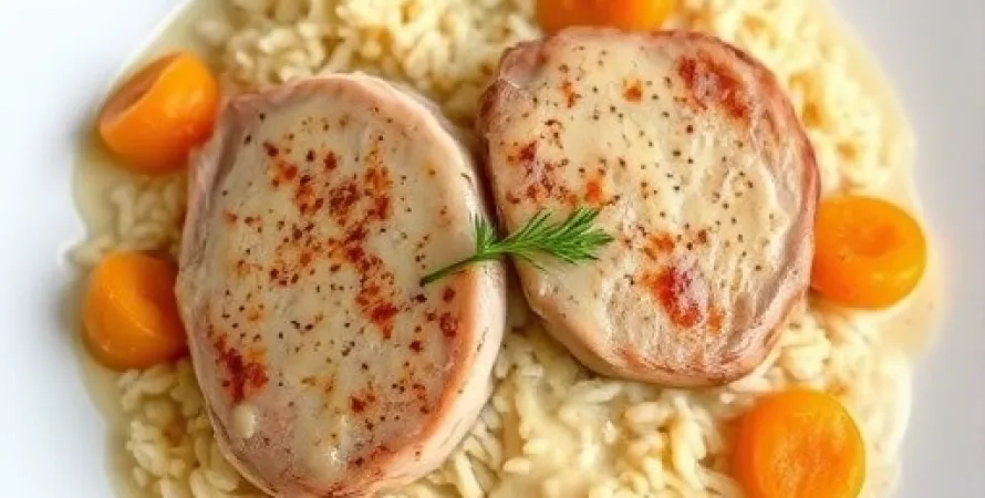 Côtes de porc au riz épices et abricots