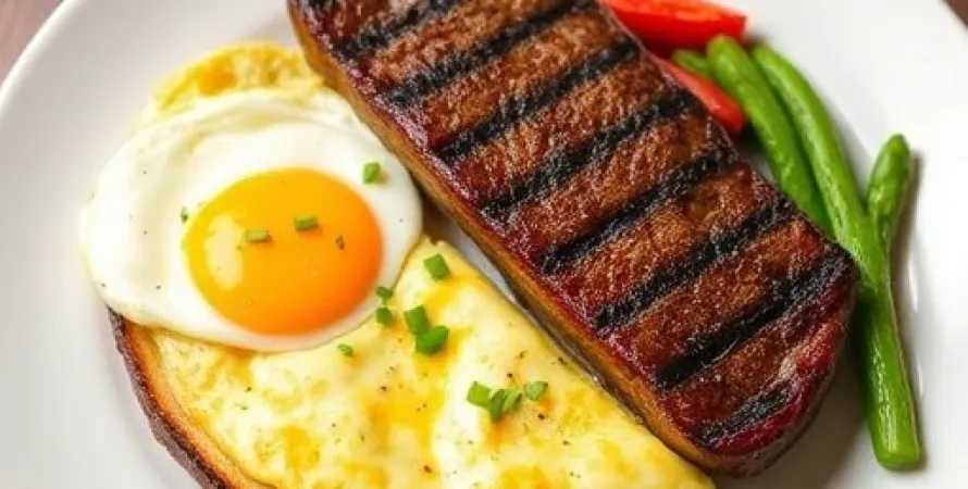 Steak et oeufs pour le petit déjeuner