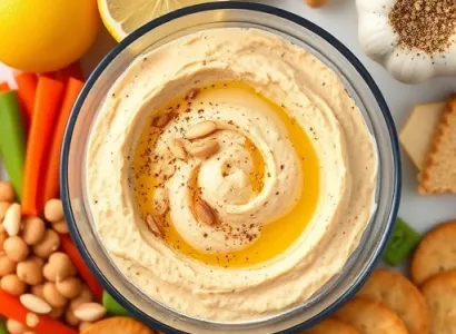 Hummus au citron et pignons