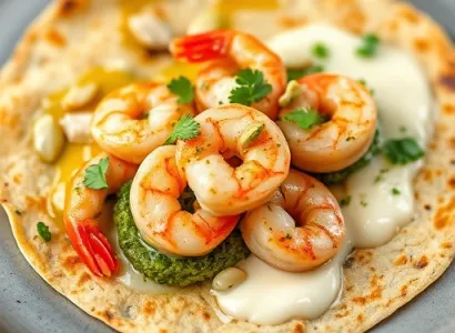 Tortillas de crevettes au pesto