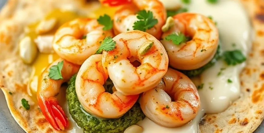 Tortillas de crevettes au pesto