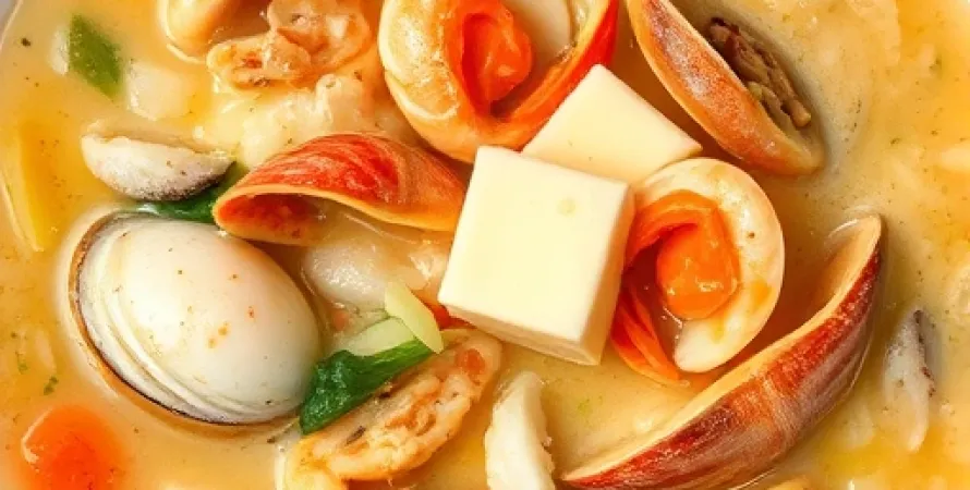 Potage de coquillages crémeux