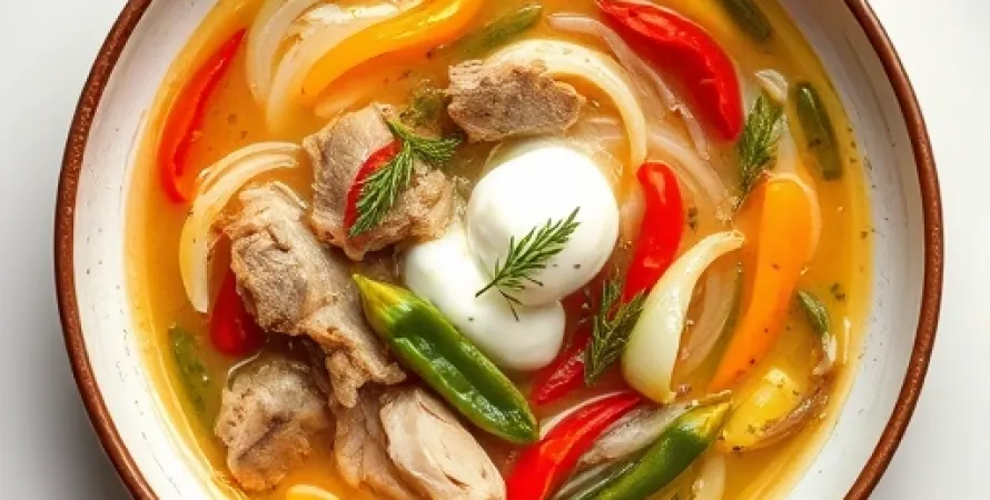 Potage de poivrons tri-color