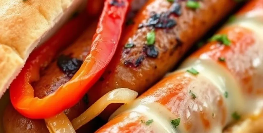 Sandwichs aux saucisses et poivrons