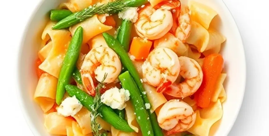 Pâtes au citron avec crevettes