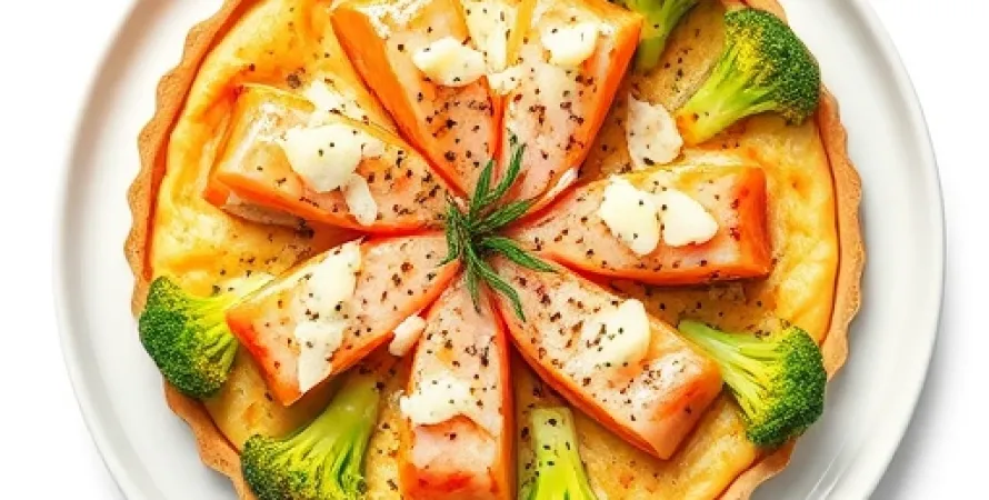 Tarte au Saumon, Brocolis et Fromage Suisse