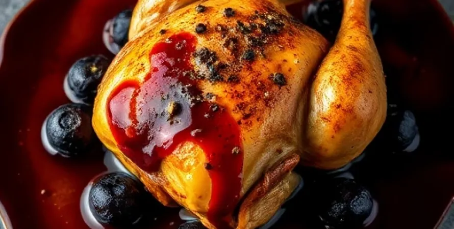 Poulet rôti aux myrtilliers