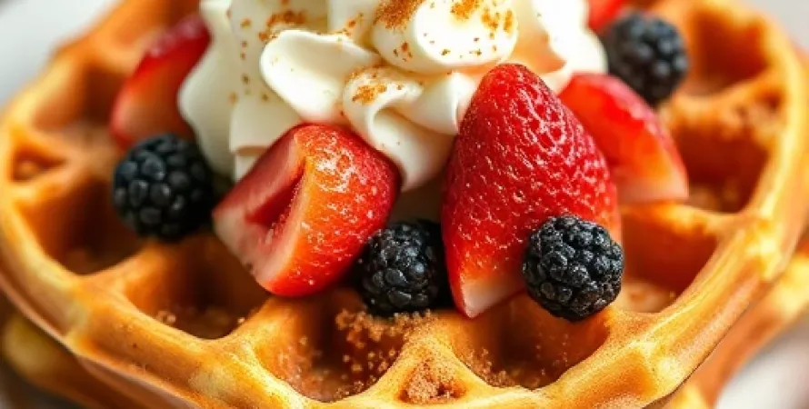 Gaufres aux fruits et crème