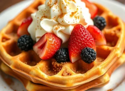 Gaufres aux fruits et crème