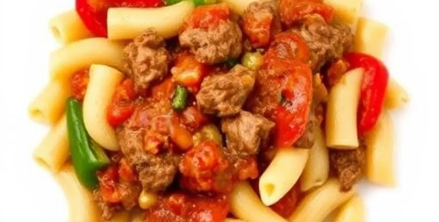 Macaroni au boeuf et poivrons