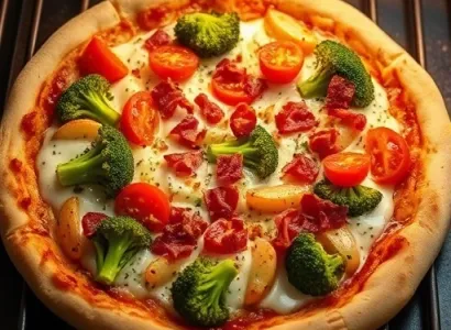 Pizza aux pommes de terre et brocolis