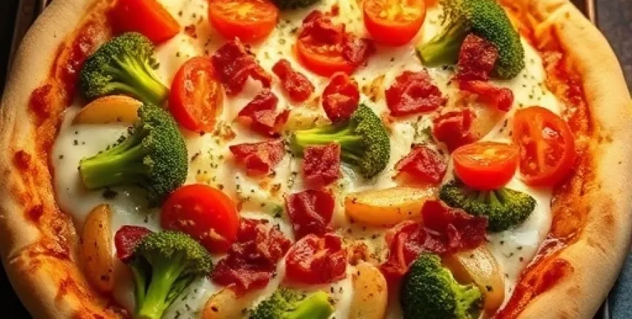 Pizza aux pommes de terre et brocolis
