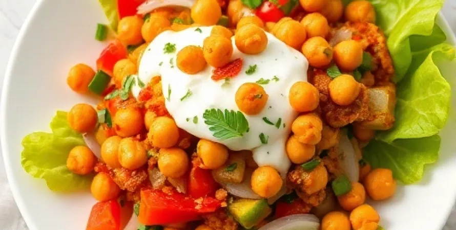 Salade de pois chiches au yaourt épicé