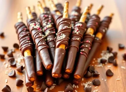 Batonnets de pretzel et chips au chocolat