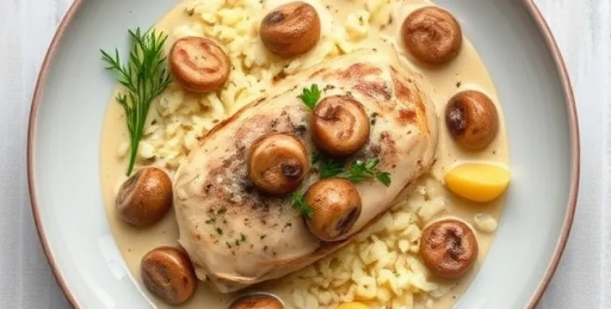 Poulet à la crème de champignons