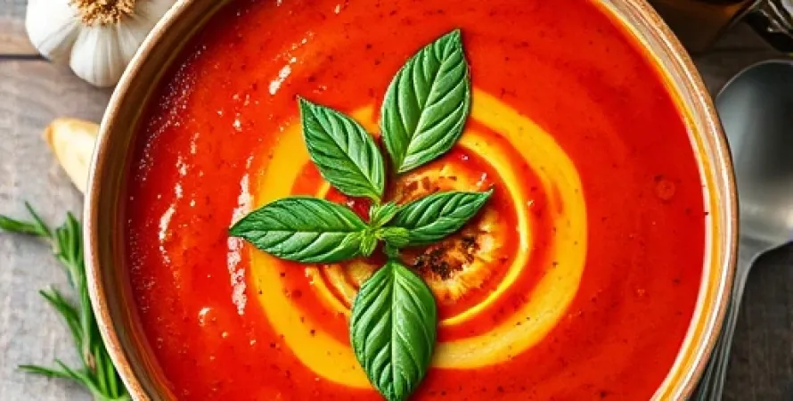 Soupe de tomates et ail rôti