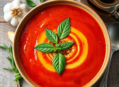 Soupe de tomates et ail rôti