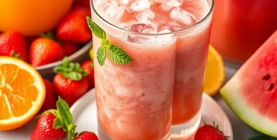 Granité de fraises et pastèque