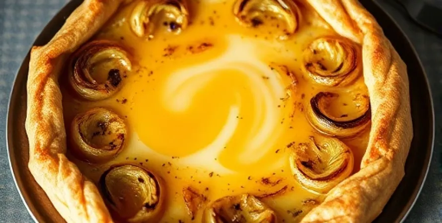 Tarte aux fromages et oignons