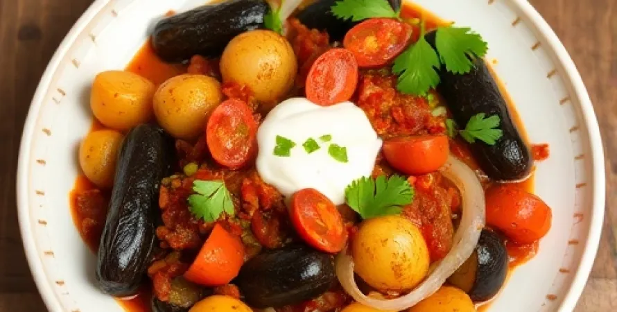 Ragout d'aubergines et pommes de terre au cumin