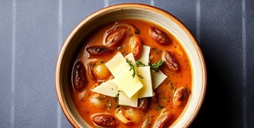 Potage d'oignons rôti au thym